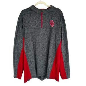 Colosseum Oklahoma Sooners Mens XXL Quarter Zip Pullover Grey Red Space Athletic